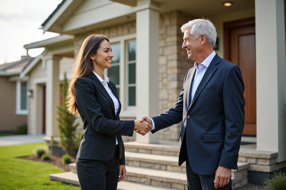 Agent immobilier serrant la main d