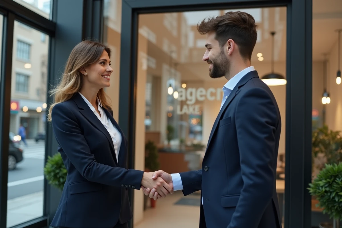 Agent immobilier serre la main d
