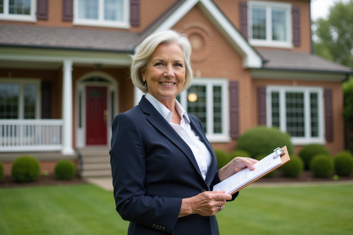 Femme évaluant la façade d