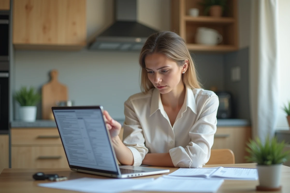 Femme préoccupée étudiant des papiers administratifs