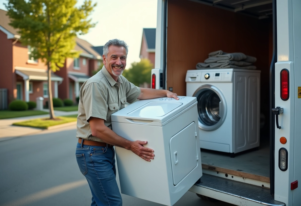 Homme déchargeant un appareil chez lui
