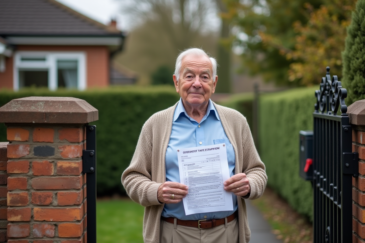 Homme âgé tenant ses papiers d