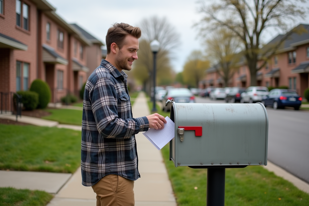 Jeune homme dehors déposant un formulaire de changement d