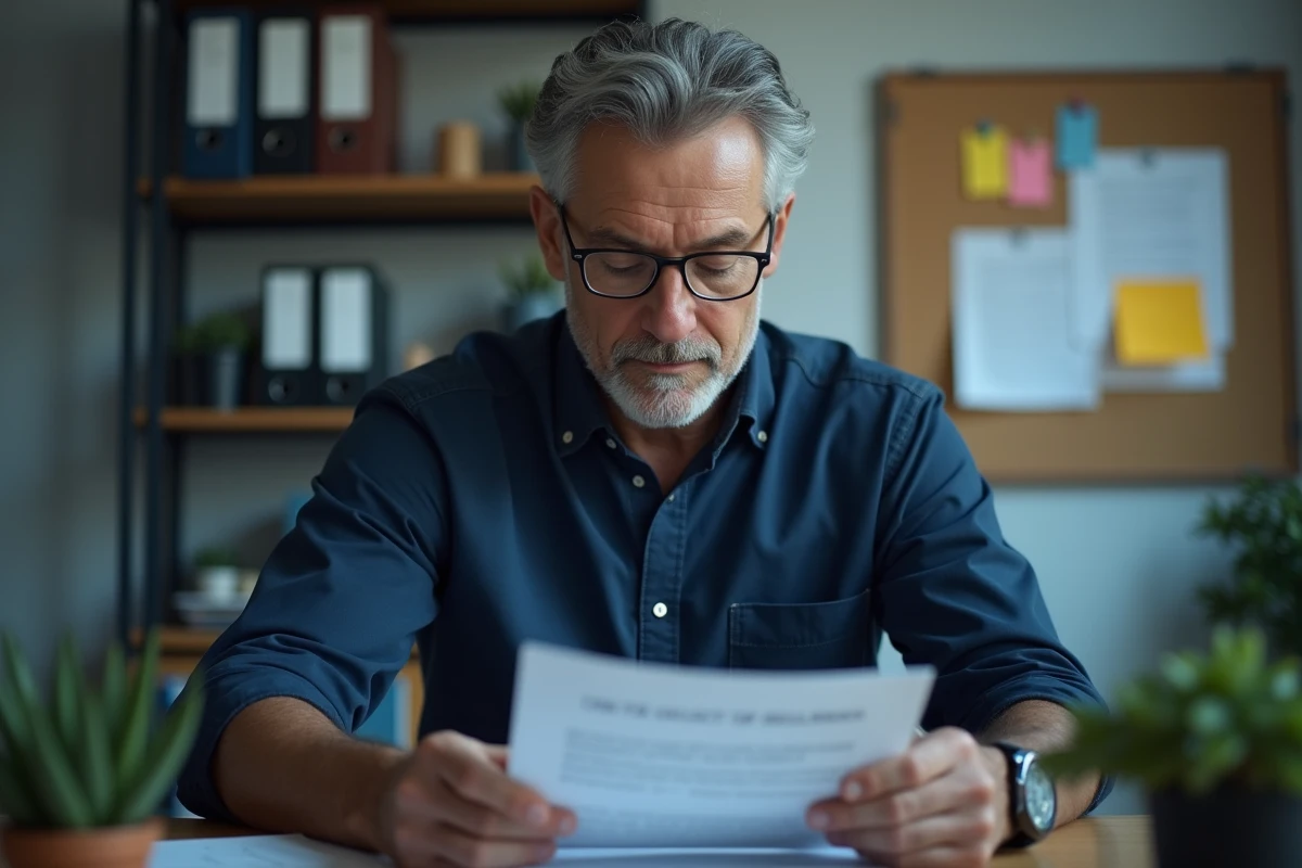 Locataire vérifiant son contrat de bail avant d'envoyer une lettre de préavis